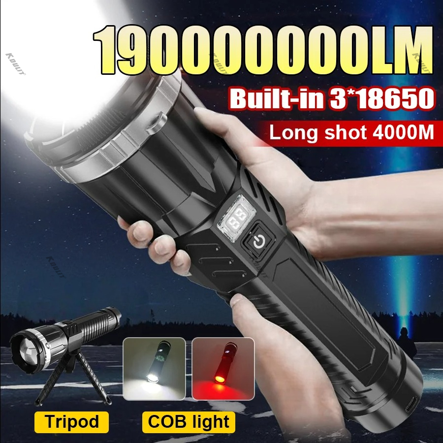 Outdoor Power Bank - 19000000LM Super Powerful Flashlight Built-in Battery