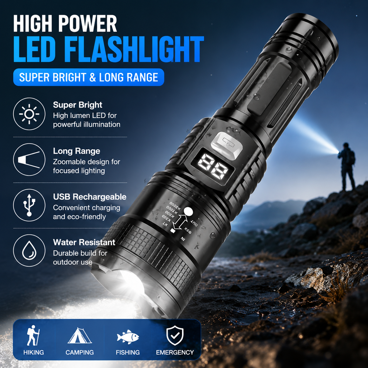 P50 High Brightness Flashlight - Outdoor Usb Power Bank avis et prix