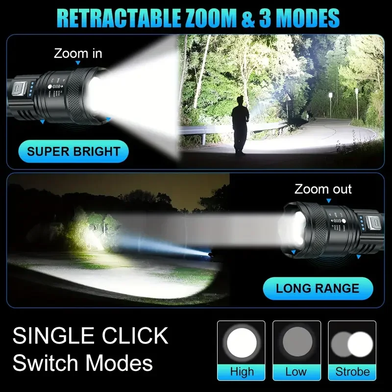Tactical LED Flashlight 2000LM - Outdoor Power Bank avis et prix