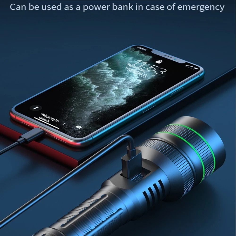 Powerful LED Flashlight Zoomab - Outdoor Power Bank avis et prix