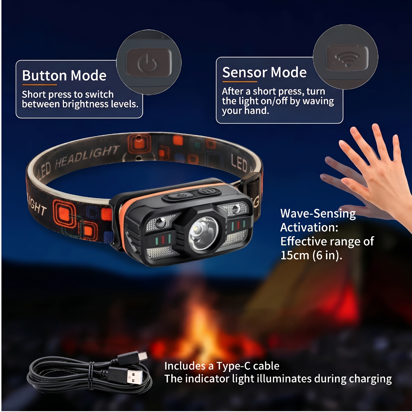 USB Rechargeable LED Headlamp  - Outdoor Usb Power Bank avis et prix